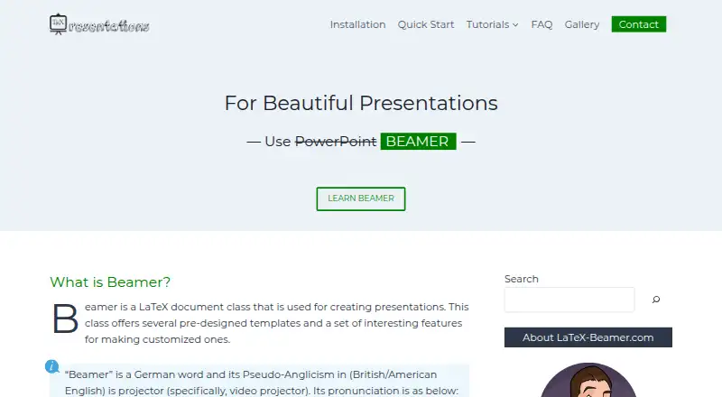 LaTeX Beamer and Prosper screenshot