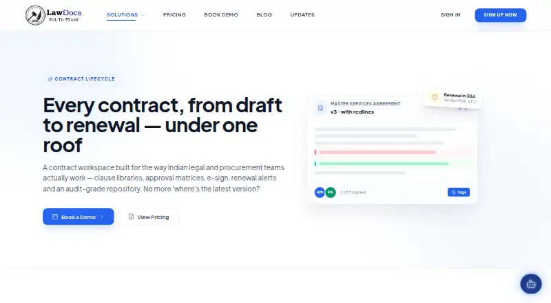 LawDocsComply Contract Management screenshot