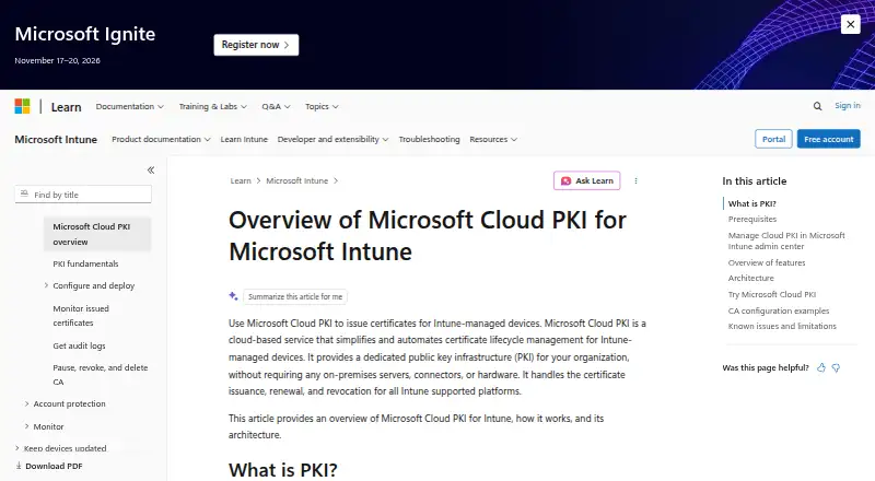 Microsoft Cloud PKI screenshot