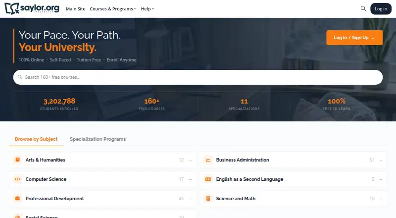 Saylor Academy screenshot