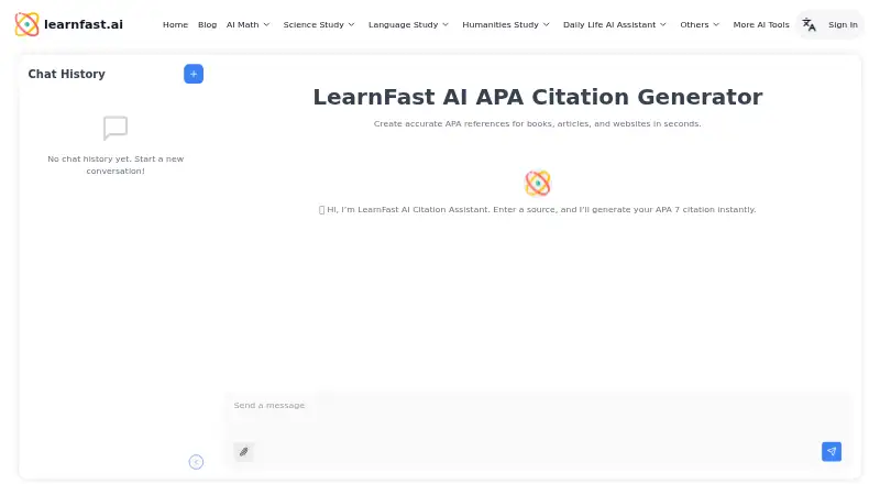 LearnFast APA Citation Generator screenshot