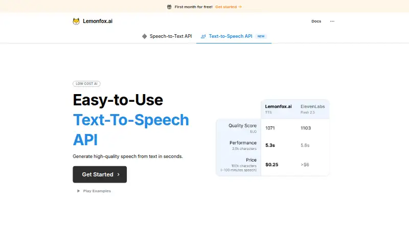 Lemonfox Text-to-Speech API screenshot