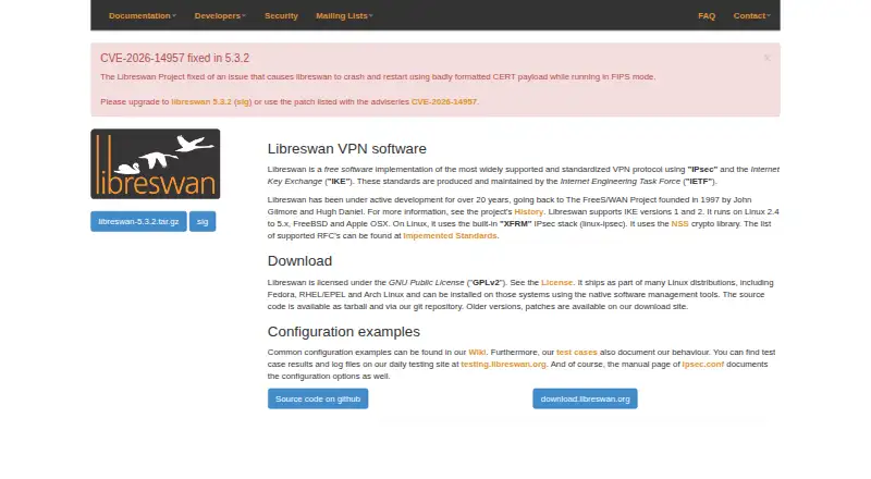 LibreSwan screenshot
