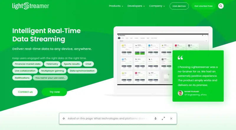 Lightstreamer screenshot