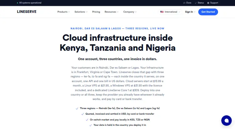 LineServe Cloud Servers screenshot