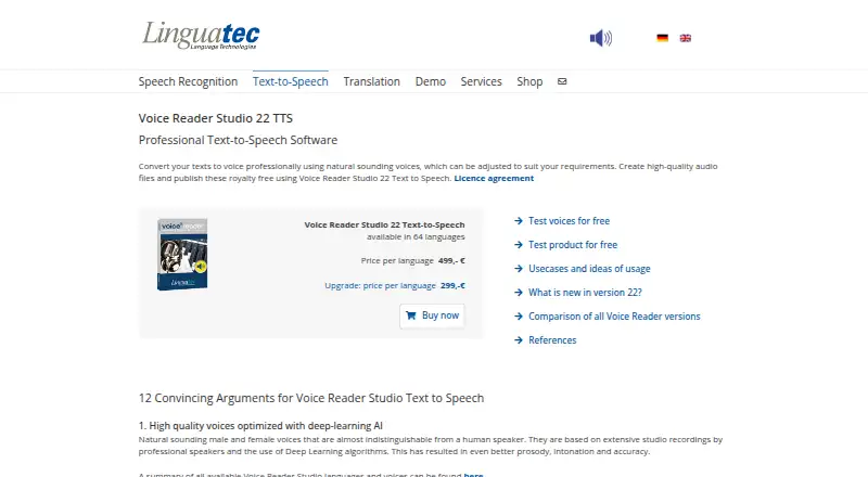 Linguatec Voice Reader Studio screenshot