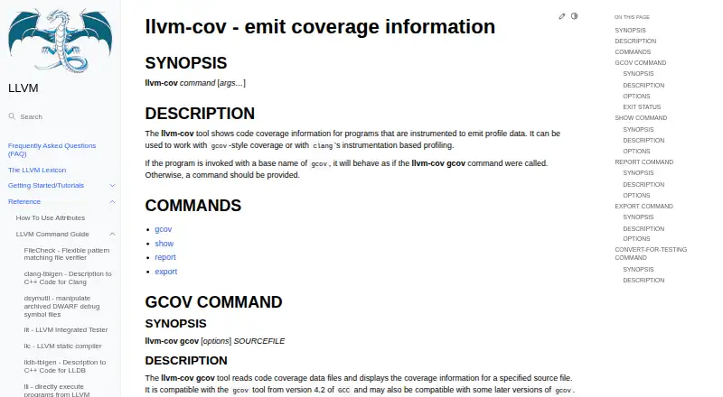 LLVM llvm-cov screenshot