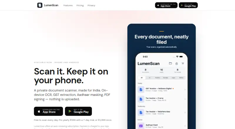 LumenScan screenshot