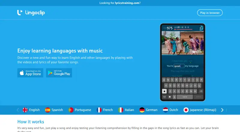 LyricsTraining screenshot