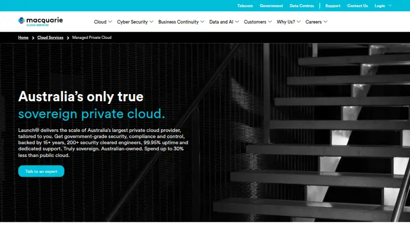 Macquarie Managed Private Cloud screenshot