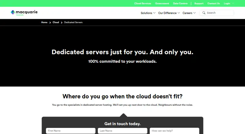 Macquarie Telecom Dedicated Servers screenshot