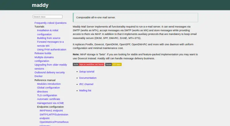 Maddy Mail Server screenshot