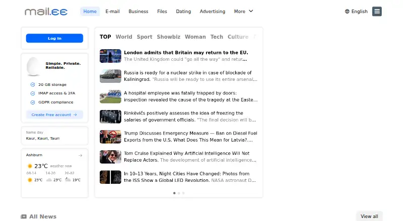 Mail.ee screenshot