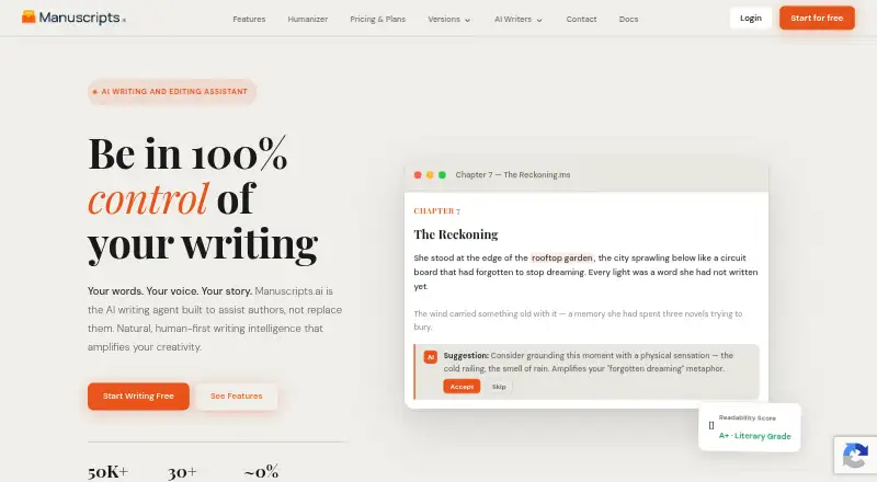 Manuscripts.ai screenshot
