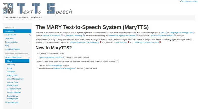 MaryTTS screenshot