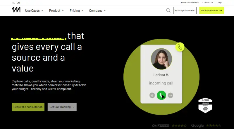 matelso Call Tracking screenshot