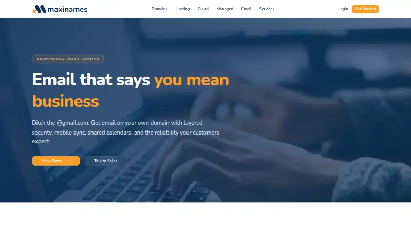 Maxinames Email Hosting screenshot