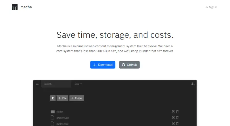 Mecha CMS screenshot