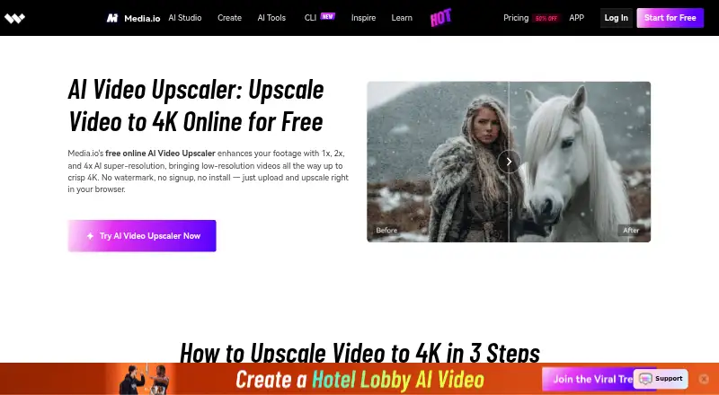 Media.io AI Video Upscaler screenshot