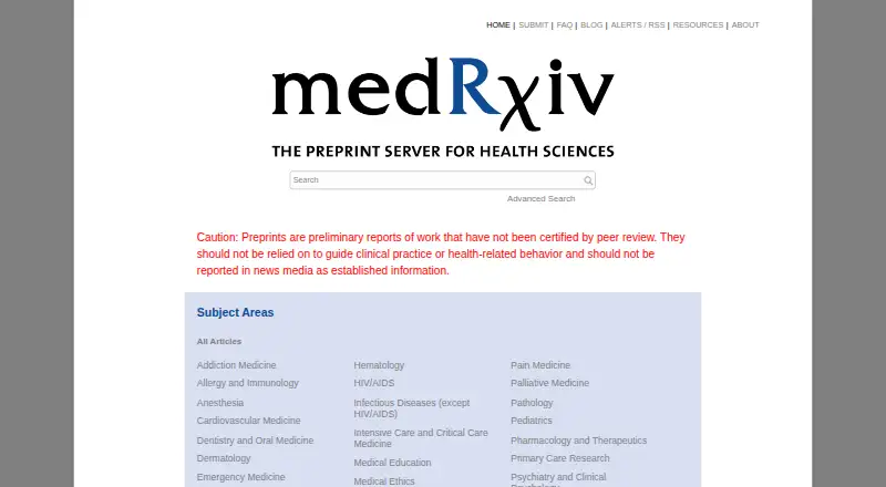 medRxiv screenshot