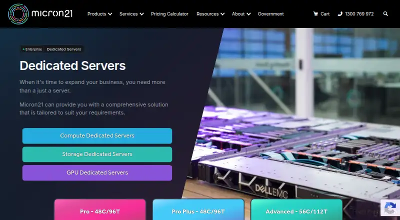 Micron21 Dedicated Servers screenshot