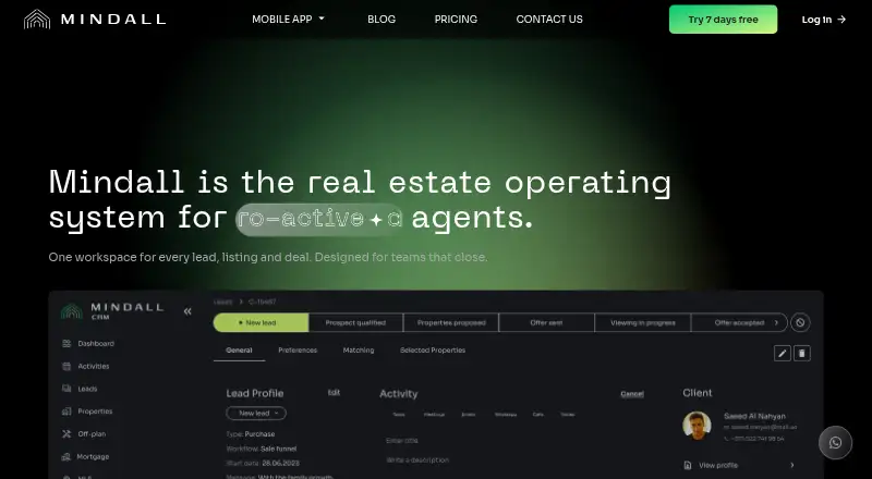 Mindall CRM screenshot