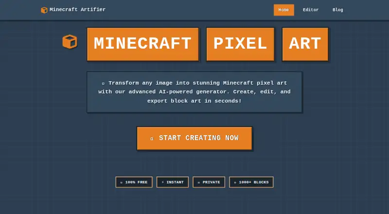 MinecraftArt.org Pixel Art Generator screenshot