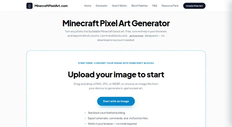 Minecraft Pixel Art Generator & Editor screenshot