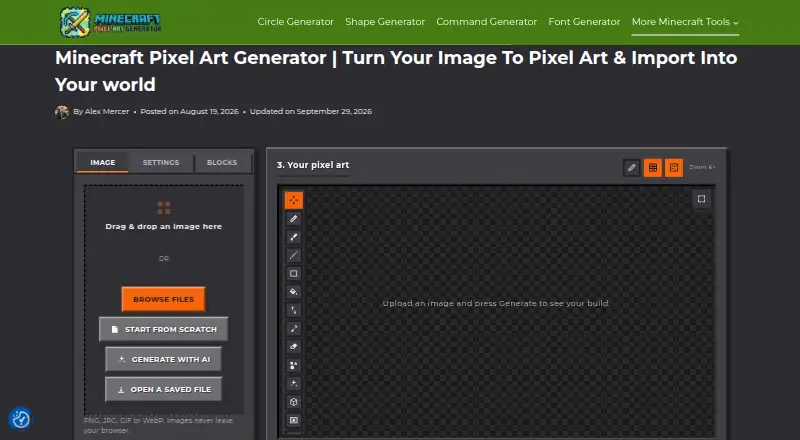 Minecraft Pixel Art Generator screenshot