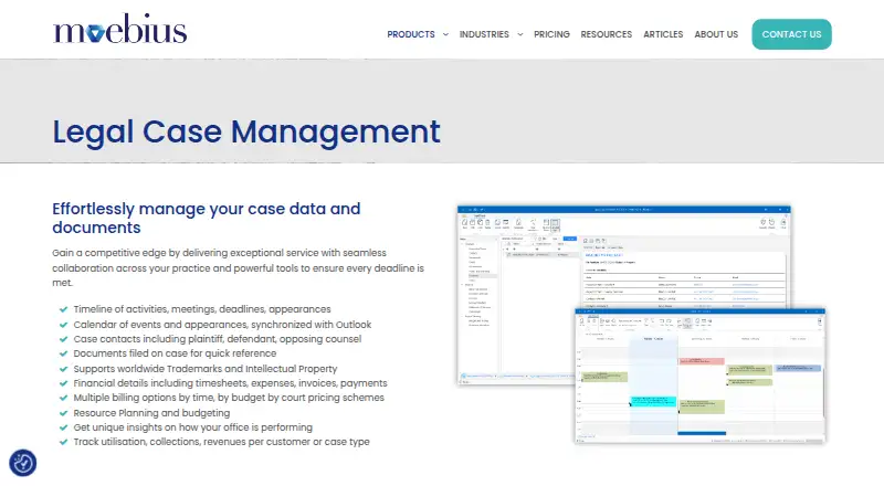 Moebius Legal Case Management screenshot