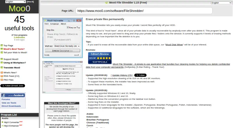 Moo0 File Shredder screenshot