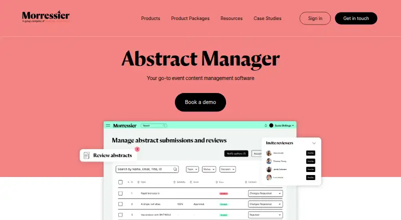 Morressier Abstract Manager screenshot