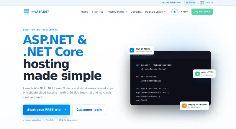 myASP.NET screenshot