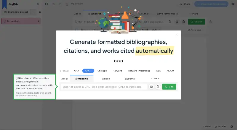 MyBib screenshot