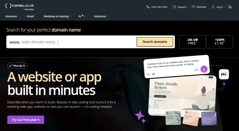 Names.co.uk screenshot