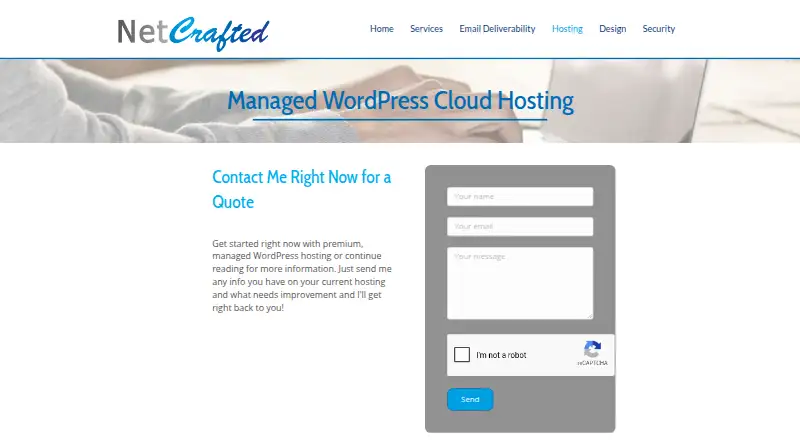 NetCrafted Managed WordPress Cloud Hosting screenshot