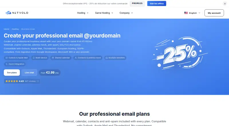 NetVolo Email Hosting screenshot