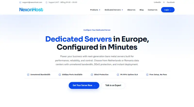 NexonHost Dedicated Servers screenshot