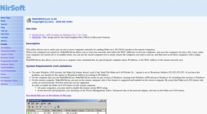 WakeMeOnLan screenshot