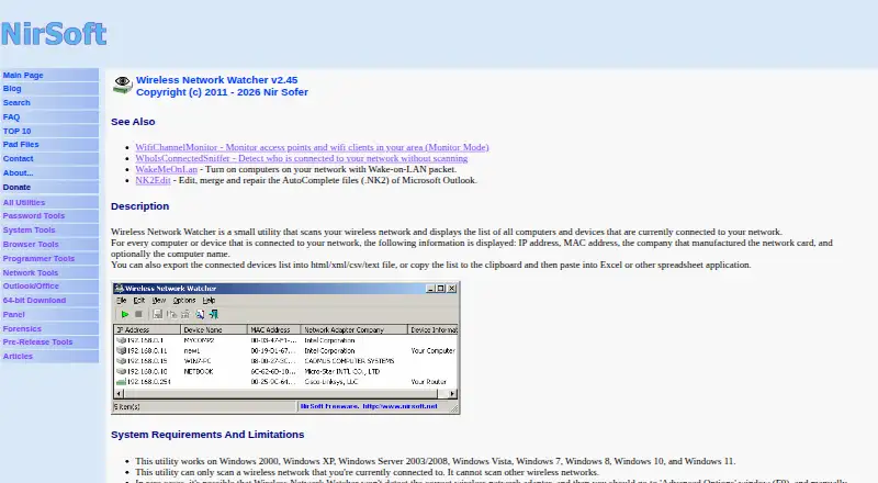 Wireless Network Watcher screenshot