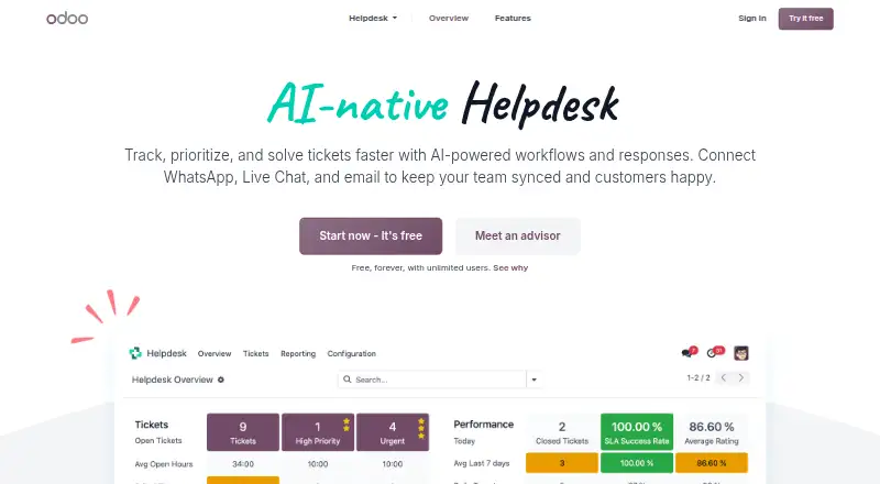 Odoo Helpdesk screenshot