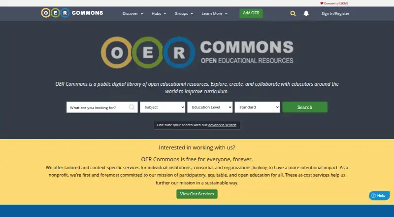 OER Commons screenshot