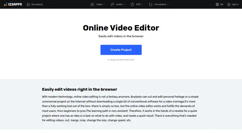 123apps Video Editor screenshot