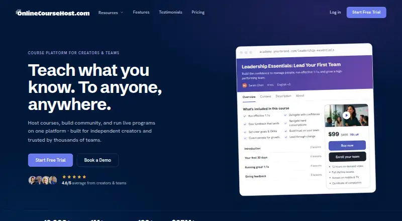 OnlineCourseHost.com screenshot