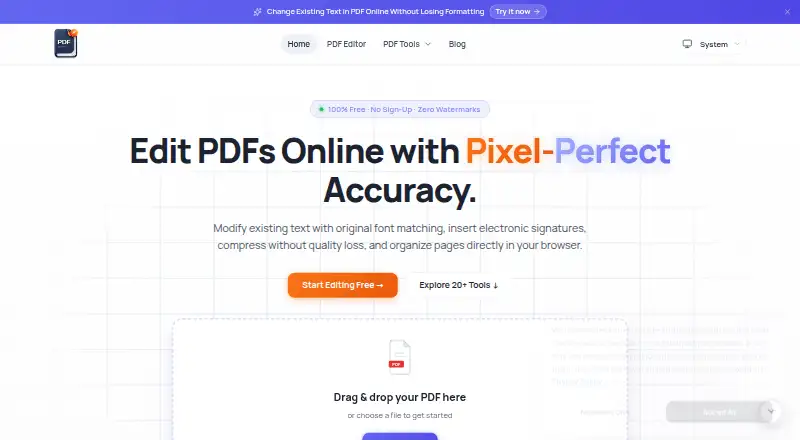 Online PDF Edits screenshot