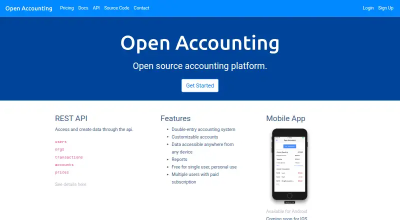 Open Accounting screenshot