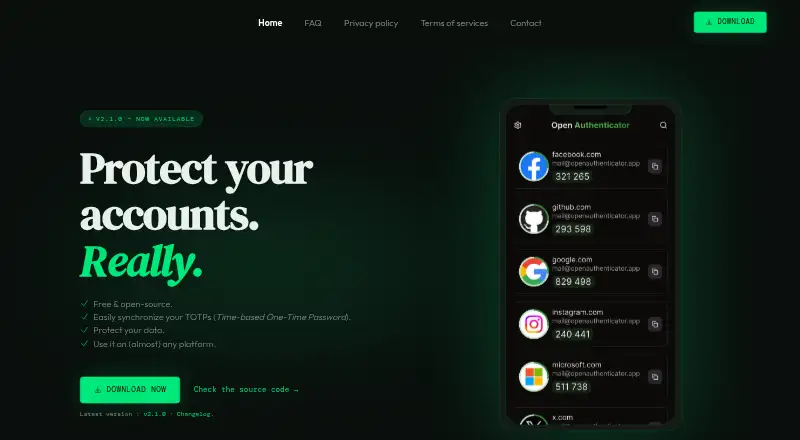 Open Authenticator screenshot