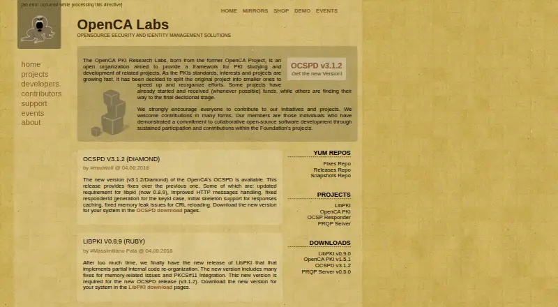 OpenCA PKI screenshot