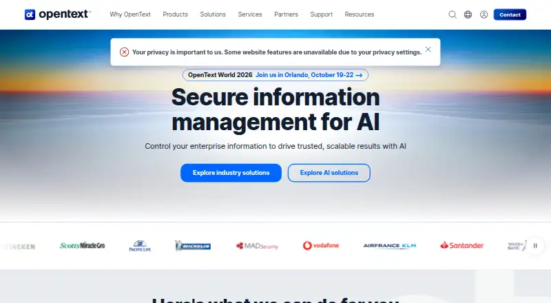 OpenText Core Advanced Authentication screenshot