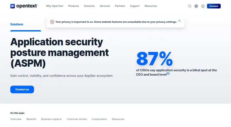 OpenText Application Security Posture Management screenshot